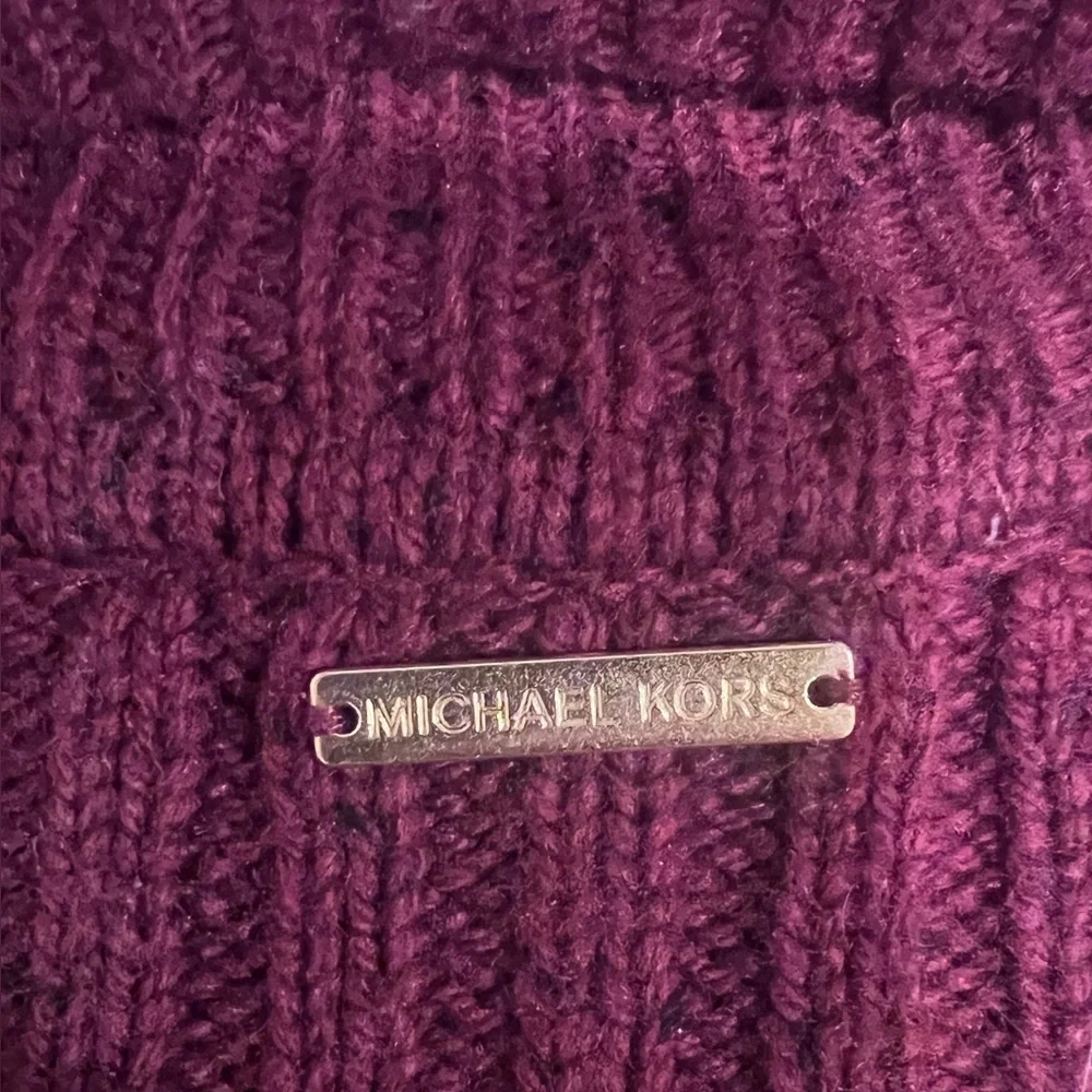 Michael Kors Women Preppy Burgundy Ribbed Turtleneck Sweater Classic Academia XS